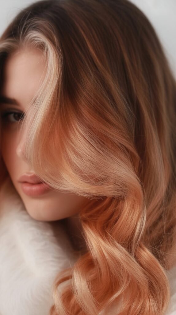 Muted Peach Under Caramel Hair