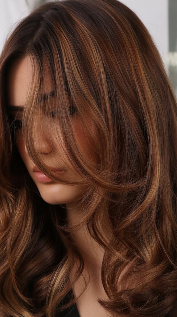 30 Caramel Highlights on Layered Brown Hair 26 Toffee Caramel Highlights for Deep Richness