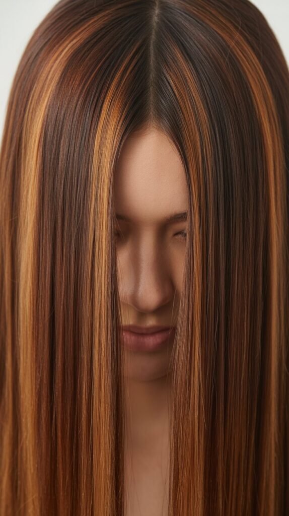 Caramel Highlights with Center Part