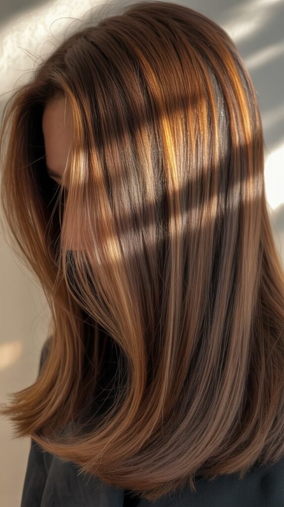 Warm Caramel Highlights for Cool-Toned Brown