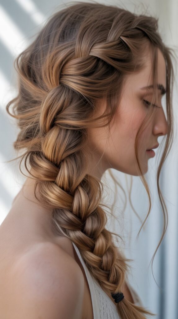 30 Easy and Quick Greasy Hair Hairstyles 21 Messy Fishtail Braid