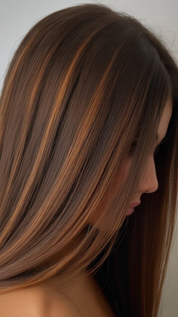 Caramel Highlights for Thick Straight Hair