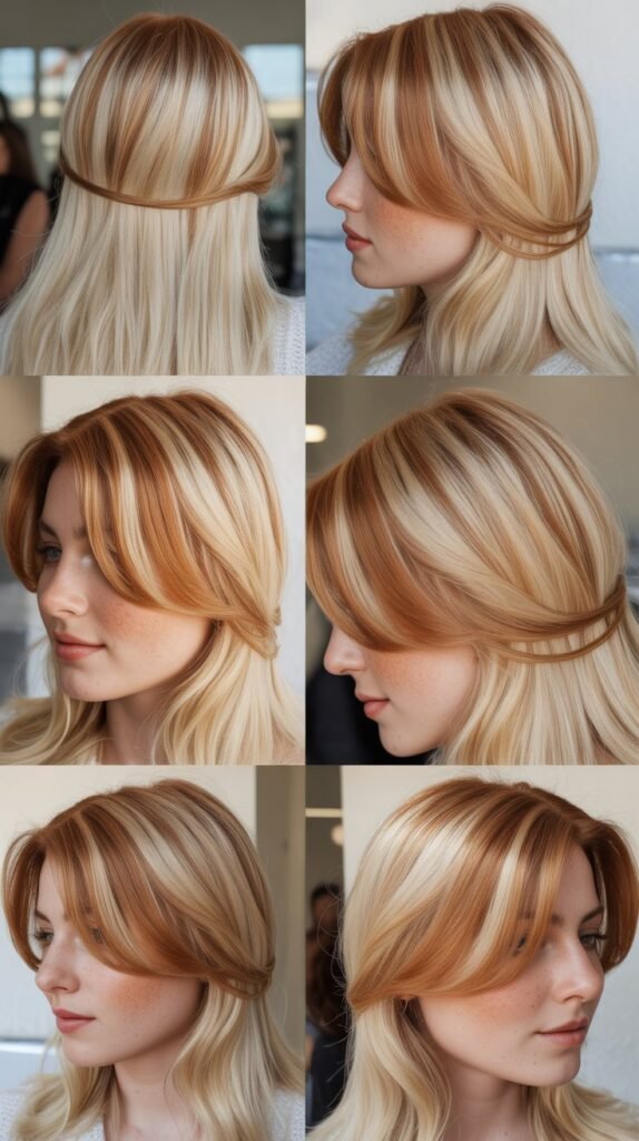 Sandy Blonde with Cinnamon Lowlights