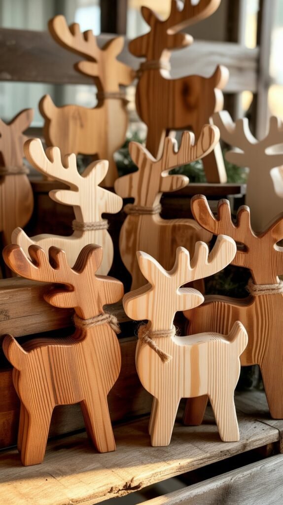 Rustic Wooden Reindeer Decorations