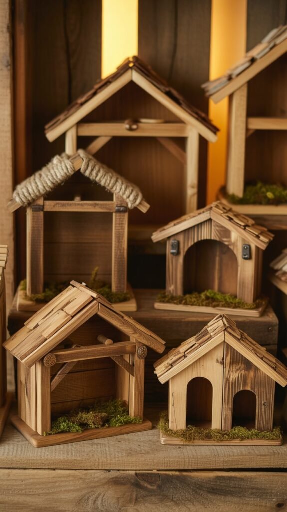 Rustic Wooden Nativity Stable Structures