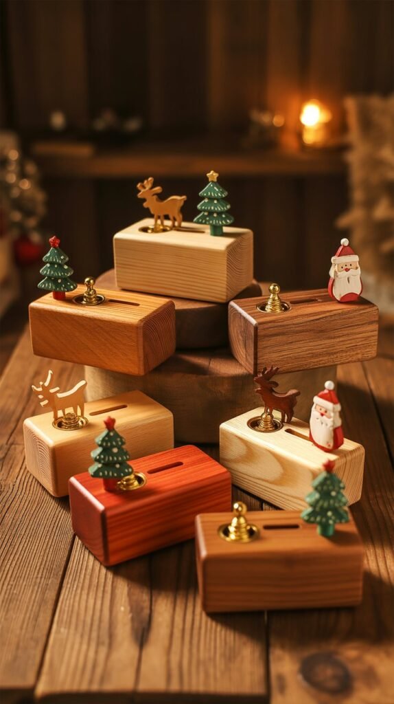 Wooden Christmas Music Box Holders