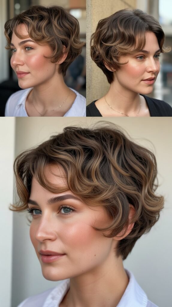 oft Wavy Pixie with Rounded Silhouette
