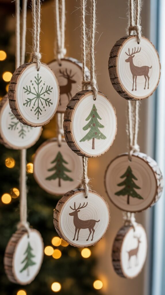 33 Profitable Rustic Christmas Wood Crafts for 2025 1 Rustic Wood Slice Ornaments