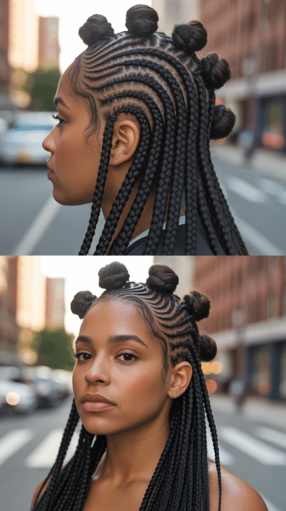 Best 25+ Half Cornrows Half Box Braids Styles You'll Obsess Over in 2025 4 Mohawk-Inspired Half Cornrows Half Box Braids