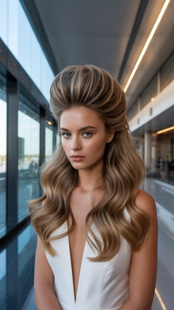 30+ Half-Up, Half-Down Wedding Hairstyles That Will Take Your Wedding Look to the Next Level 15 Half-Up Ponytail with Volume