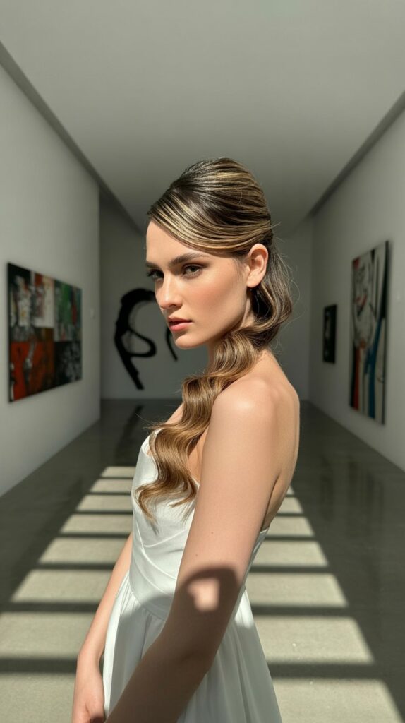 30+ Half-Up, Half-Down Wedding Hairstyles That Will Take Your Wedding Look to the Next Level 18 Asymmetrical Half-Up Style