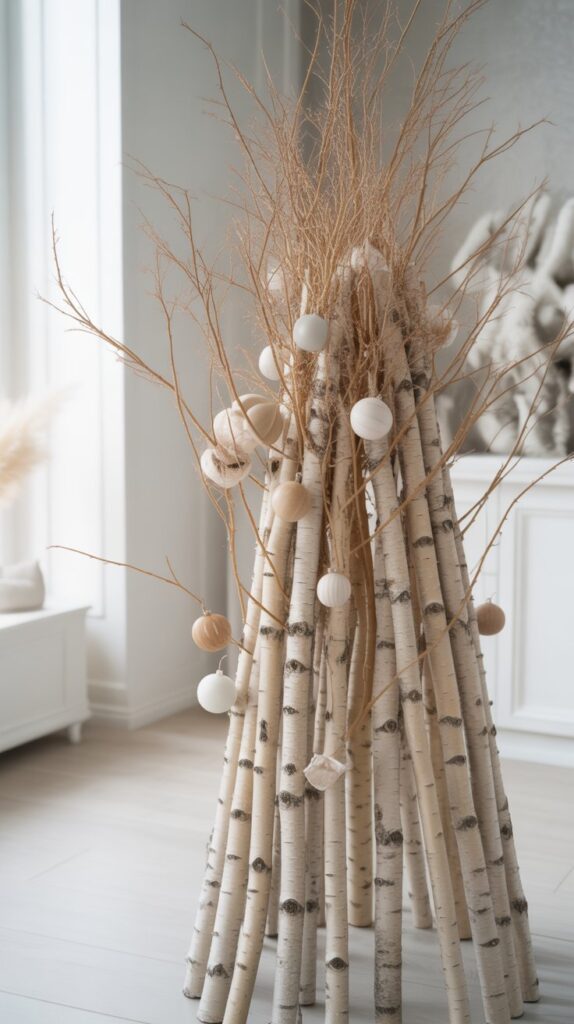 Best 30 Beautiful Wooden Christmas Trees to Try This Year 25 Birch Branch Bundle Tree
