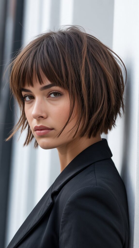 36 Choppy Bob Haircuts for Women in 2025 27 Choppy Bob with Textured Fringe
