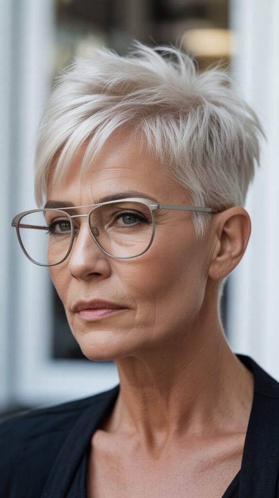 Best 27+ Hairstyles for Thin Fine Hair Over 60 with Glasses 25 Disconnected Pixie
