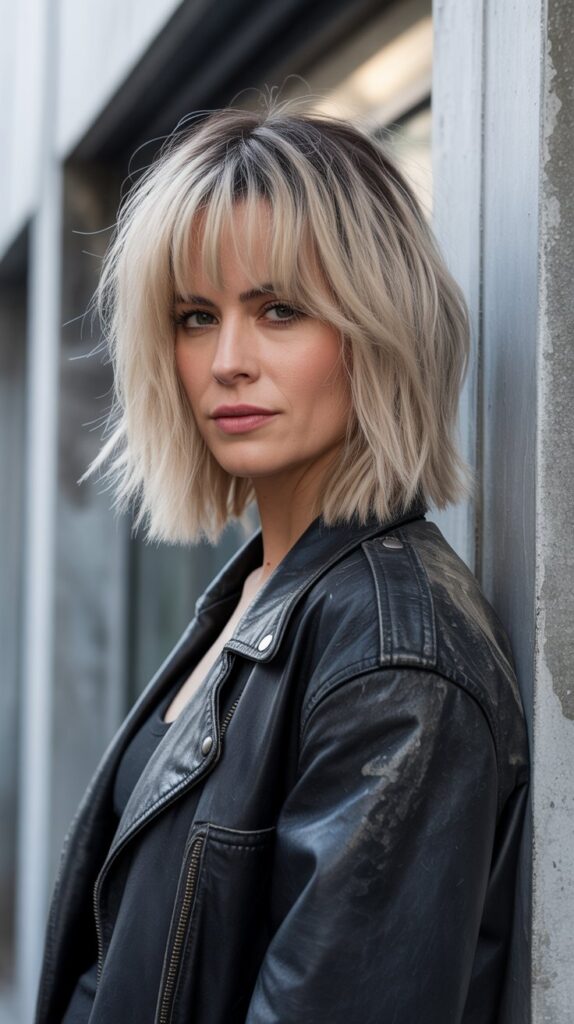 30 Stylish Long Bob with Curtain Bangs for Women Over 40 20 Choppy Long Bob with Curtain Bangs