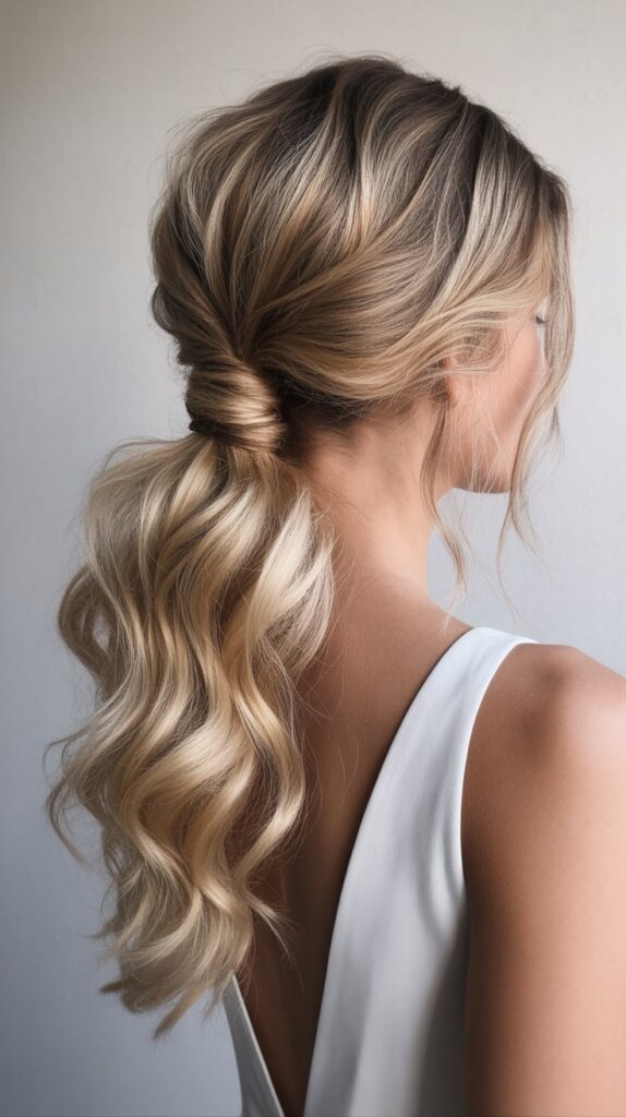 33 Best Half-Up, Half-Down Bridal Hairstyles 20 . Textured Ponytail Half-Up
