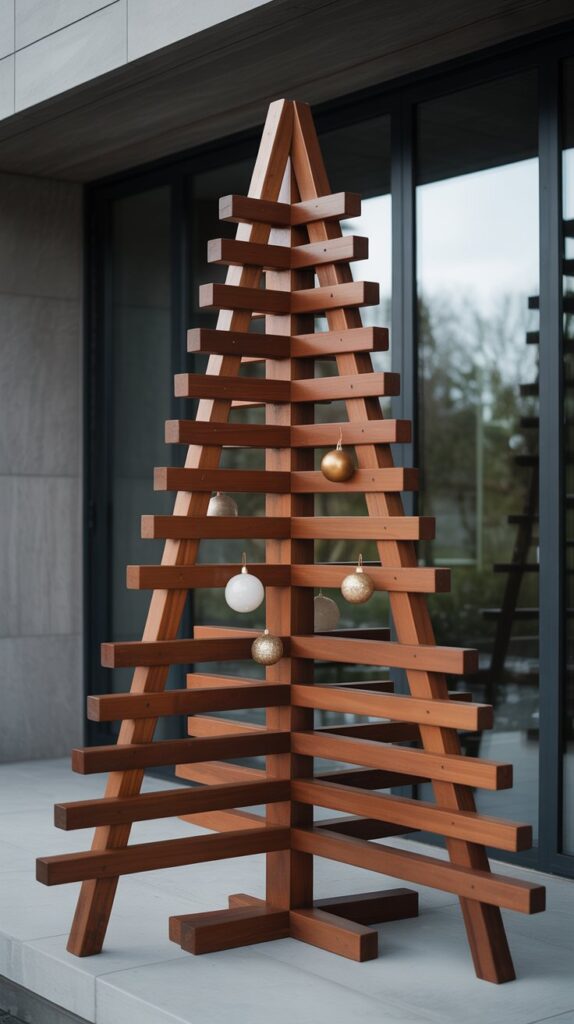 36 Wooden Christmas Trees for Your Front Porch Décor 4 Geometric Modern Wooden Trees
