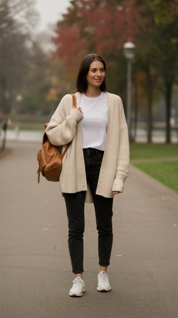 32 Chic Casual Fall Outfits for Women in Their 30s 7 The Cardigan as Outerwear Statement