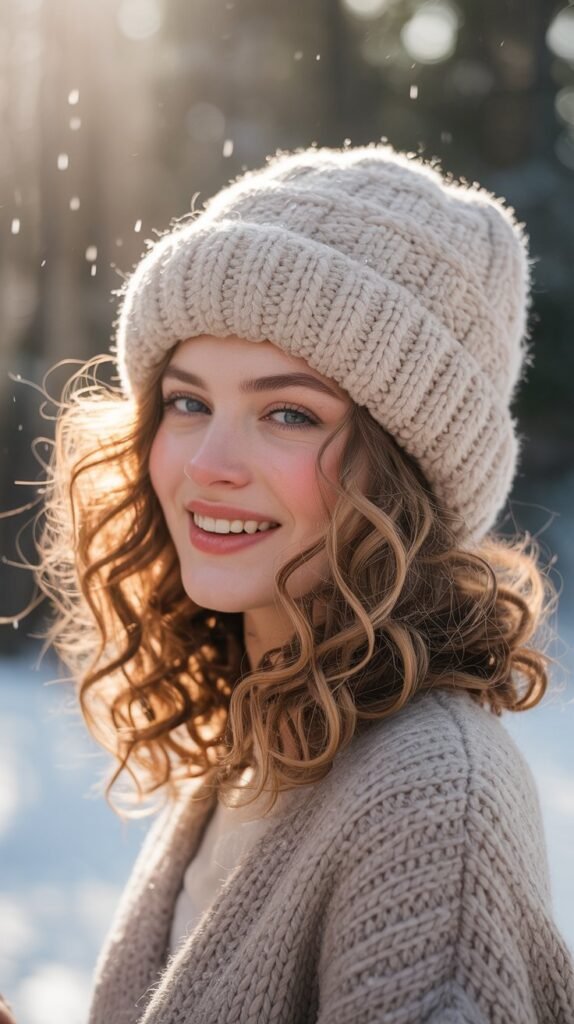 Crimped Hair with Slouchy Beanie