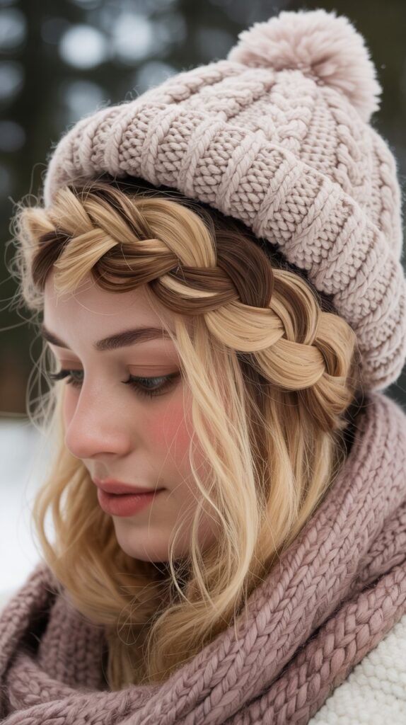 French Braid Crown with Beanie