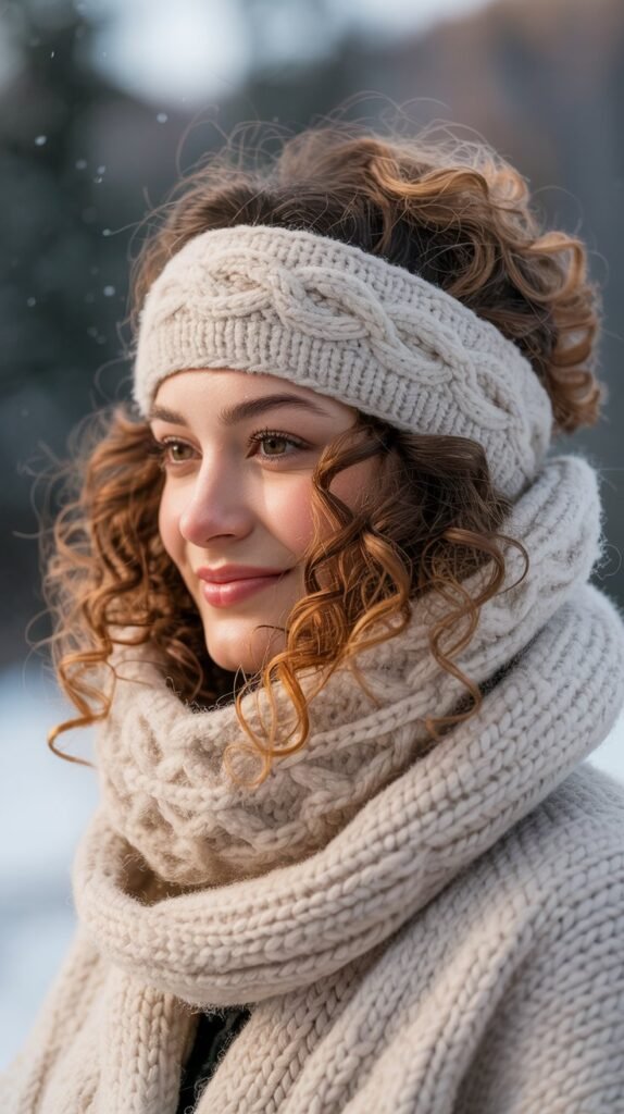 Curly Hair with Headband and Beanie