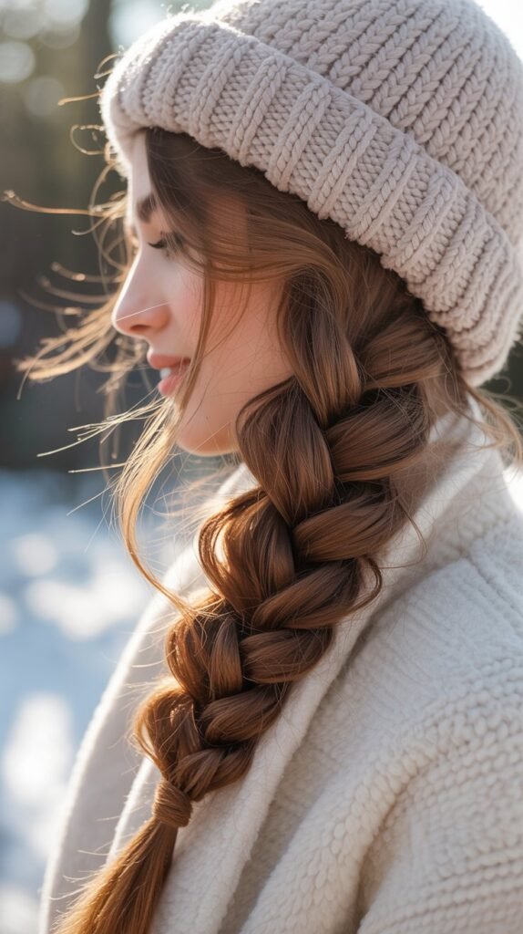 Waterfall Braid with Beanie