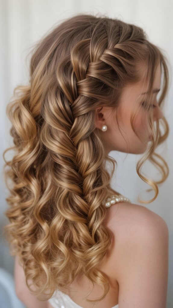 Top 27+ Half-Up Half-Down Prom Hairstyles 6 Waterfall Braid Half-Up Style