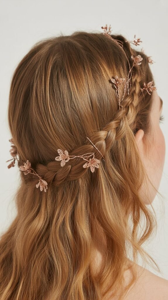Crown Braid with Floral Wire Headband