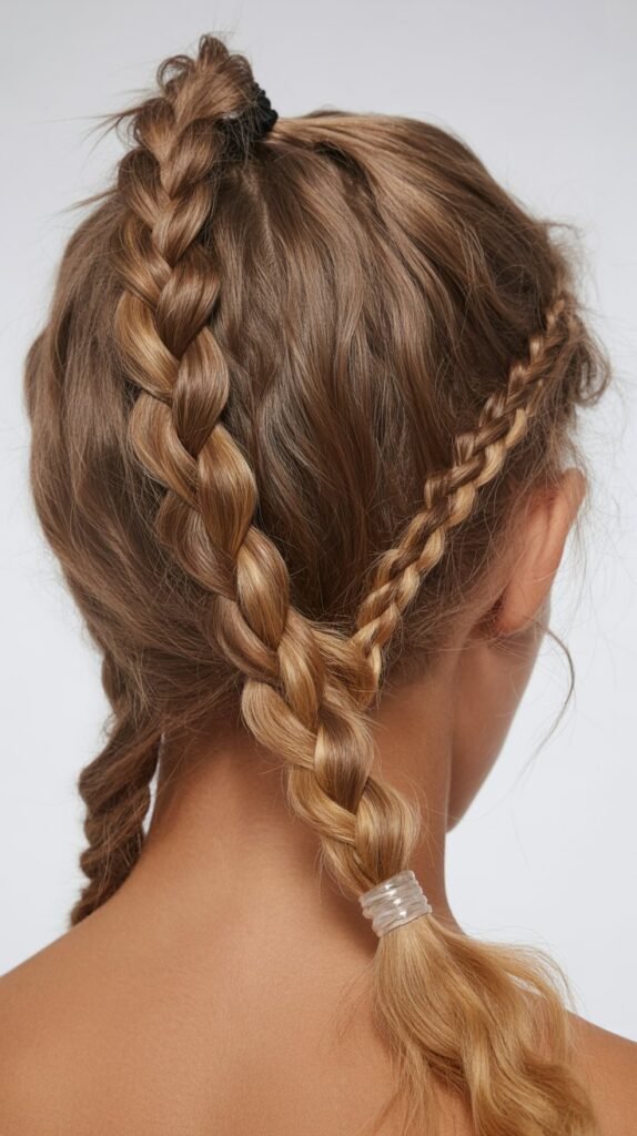Mixed Braiding Technique Ponytail