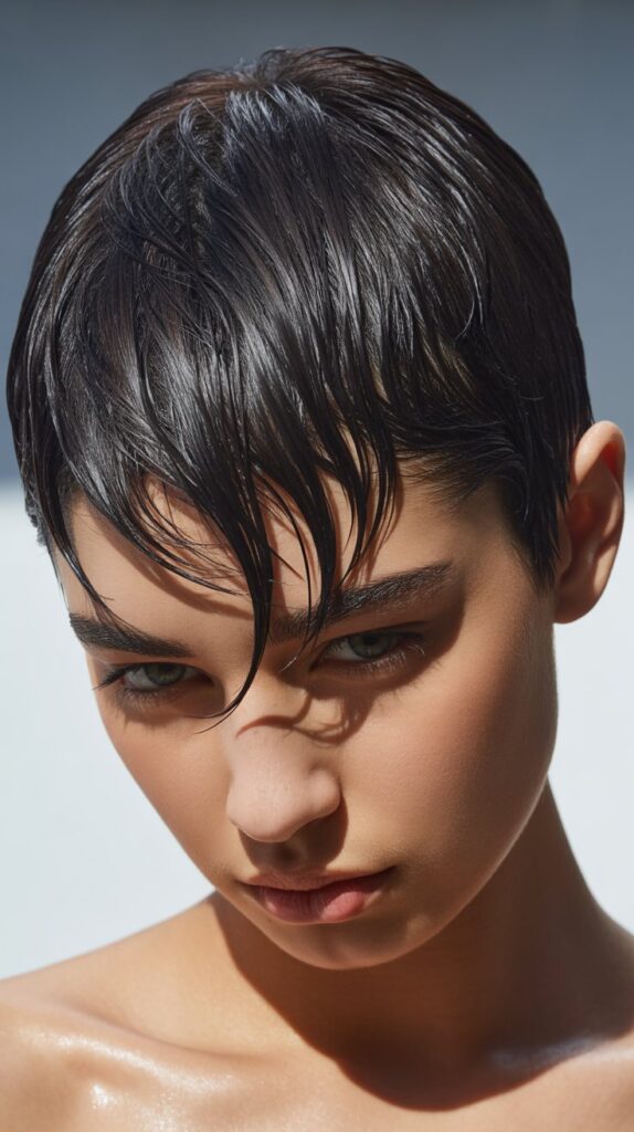 Messy Pixie with Wet Look Styling