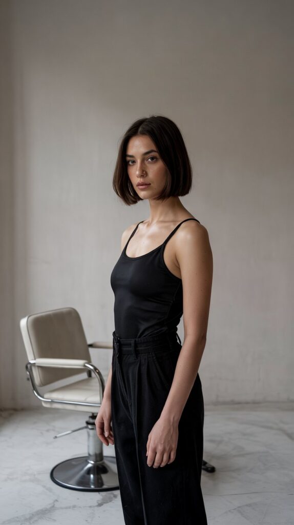  Black Bodysuit with Black High-Waisted Pants