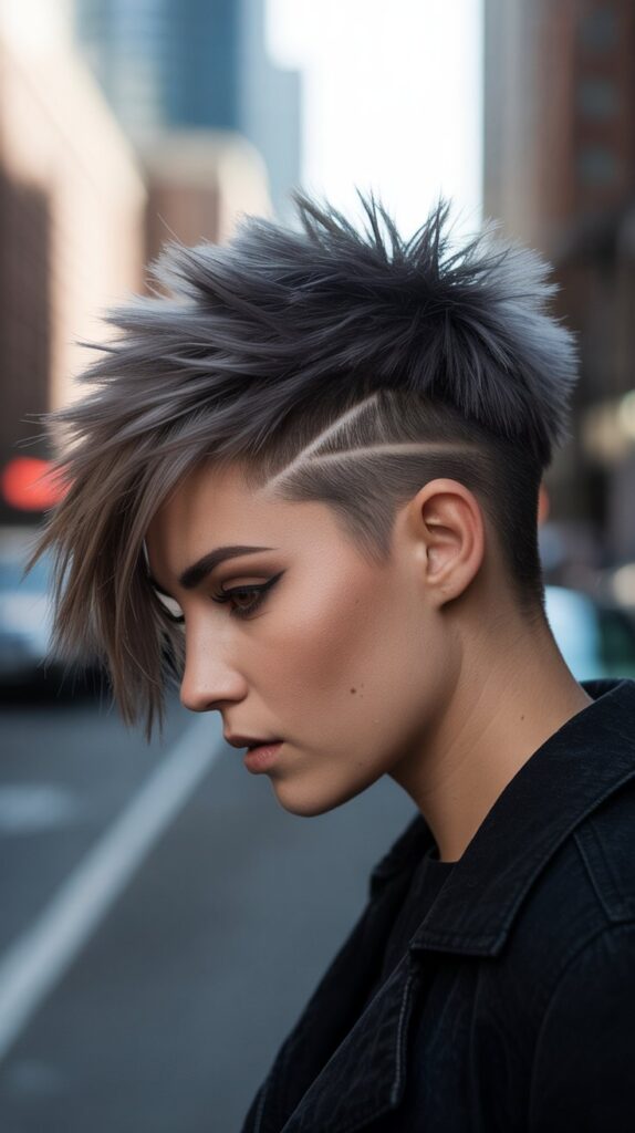 Messy Pixie with Mohawk Silhouette