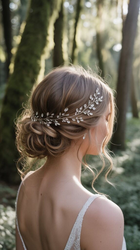 33 Best Half-Up, Half-Down Bridal Hairstyles 19 Half-Up with Hair Vine