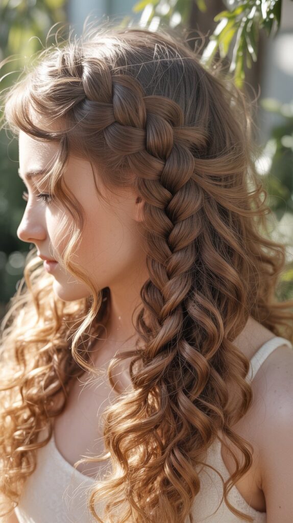 Waterfall Braid with Flowing Curls