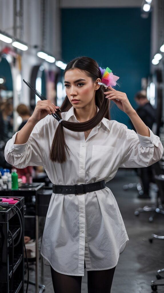 29 Professional Hairstylist Work Outfits for Women 19 Oversized Shirt as Dress Alternative