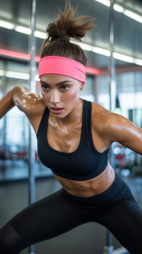 Thick Sports Headband with Top Knot