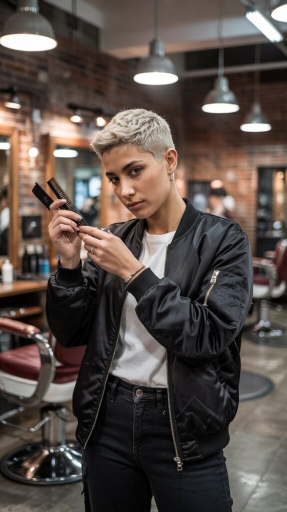 29 Professional Hairstylist Work Outfits for Women 25 Bomber Jacket for Urban Cool