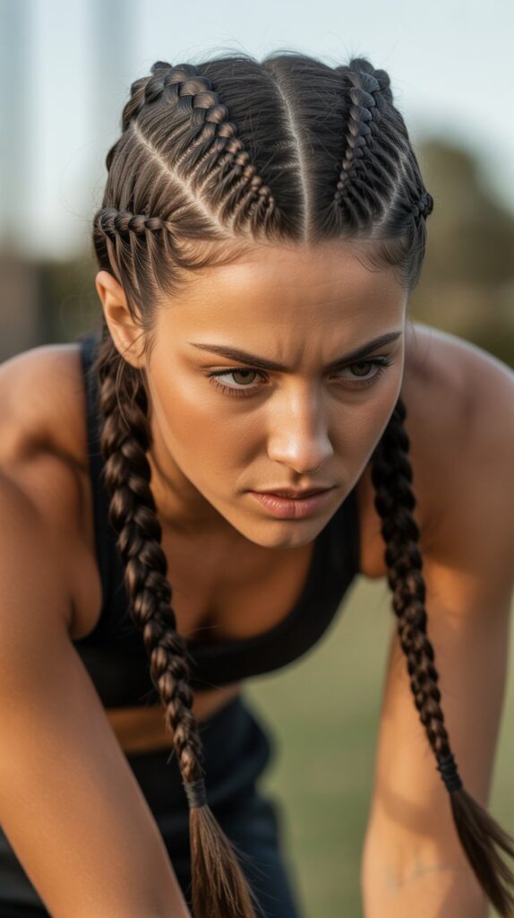 30 Easy and Quick Greasy Hair Hairstyles 18 Double Dutch Braids