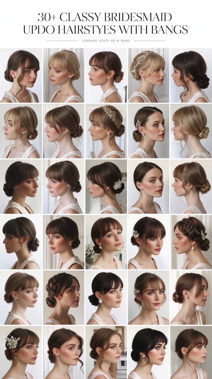 30+ Classy Bridesmaid Updo Hairstyles with Bangs