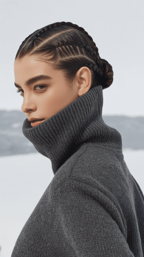 30 Adorable Cute Winter Hairstyles with Braids 5 Braided Top Knot