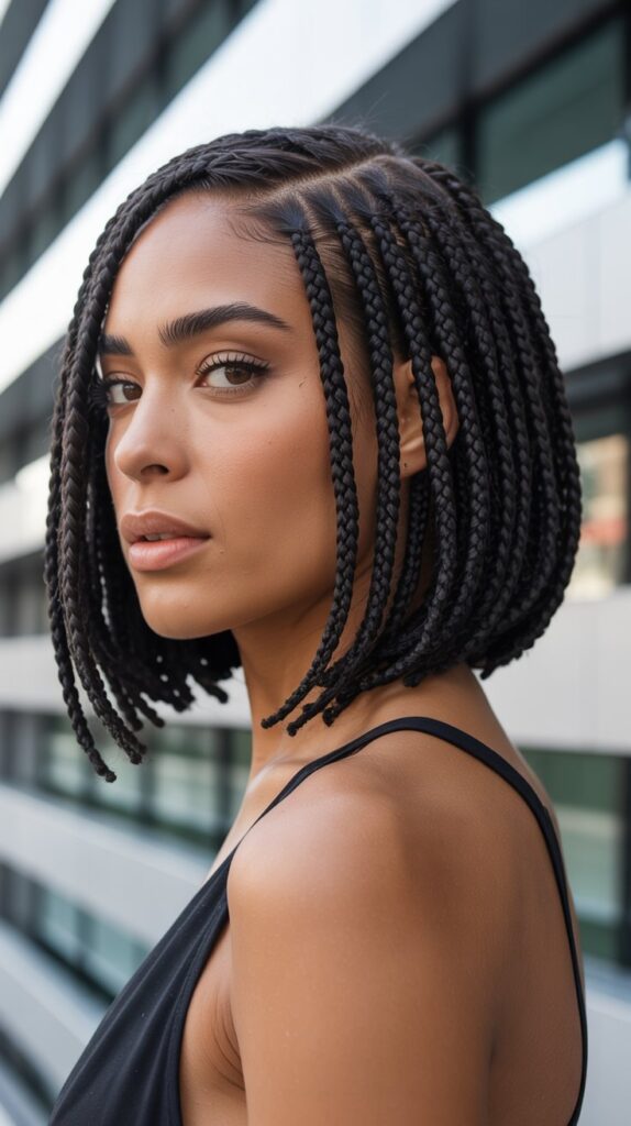Top 27+ Stunning Side Part Knotless Braids to Try Right Now 3 3. Side Part Knotless Bob Braids
