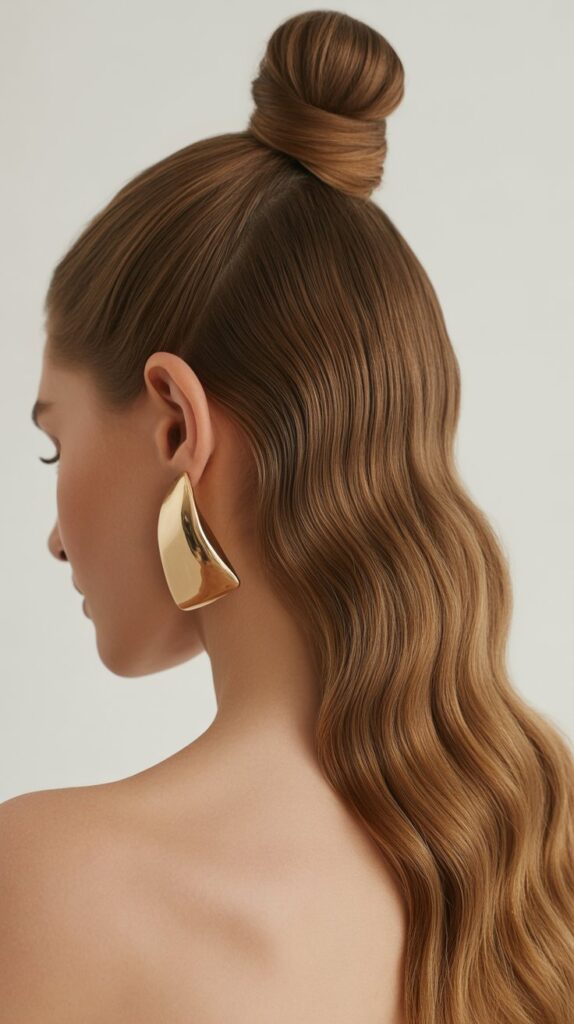 33 Best Half-Up, Half-Down Bridal Hairstyles 12 Half-Up Top Knot