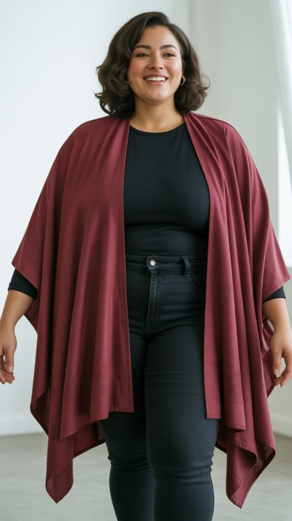  Poncho with Fitted Long-Sleeve Top
