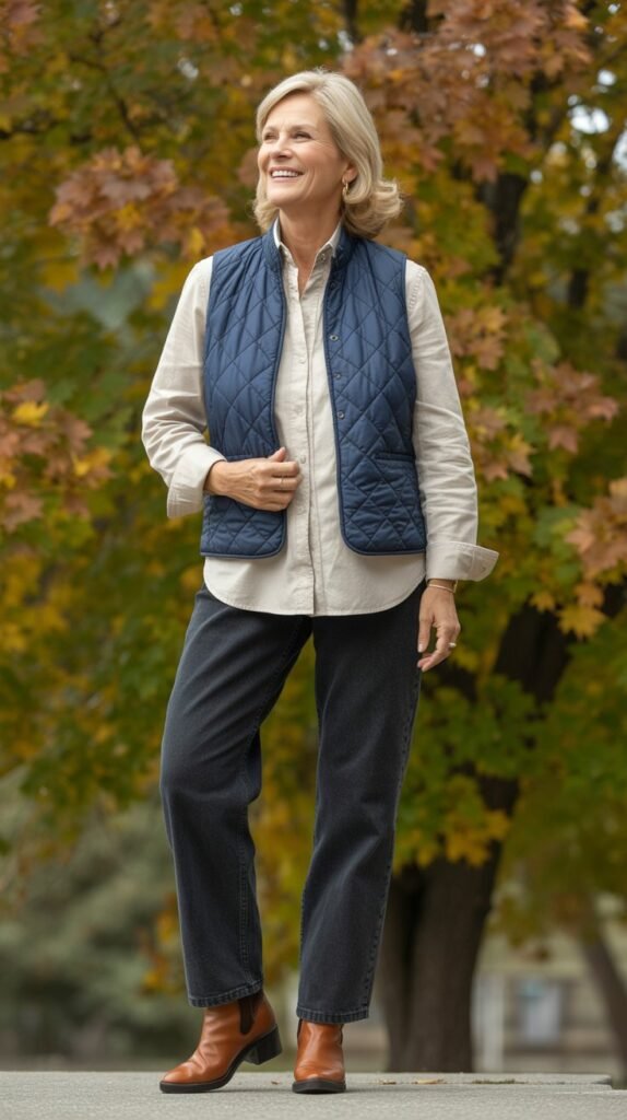 Quilted Vest Over Long Sleeves