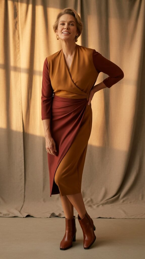 Wrap Dress with Ankle Boots