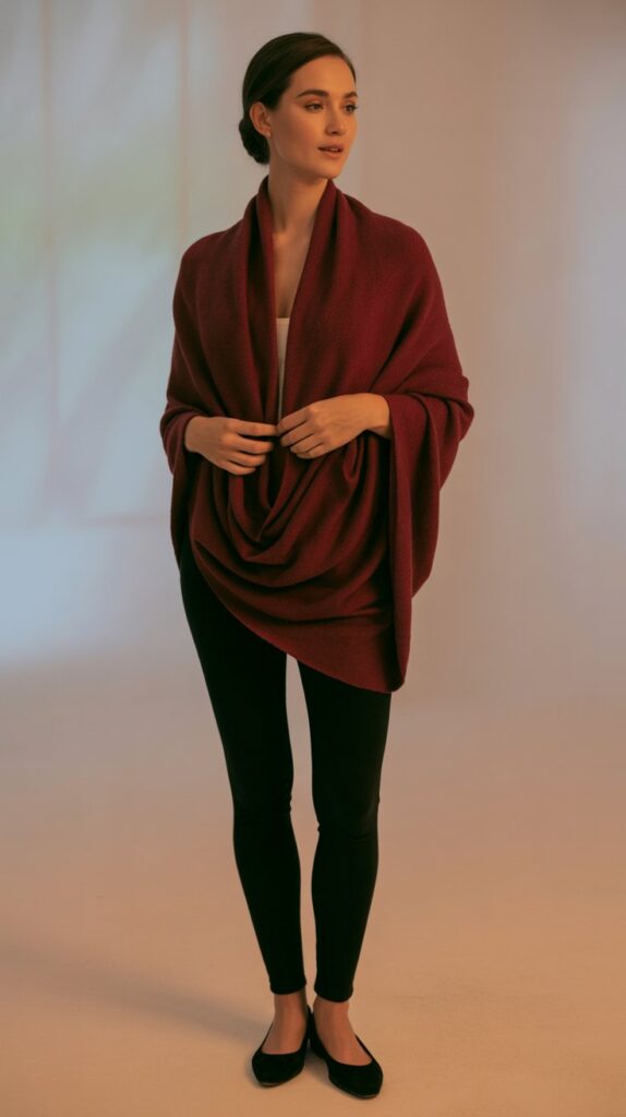 33 Trendy Casual Fall Outfits for Women with Leggings 25 Wrap Sweater and Leggings