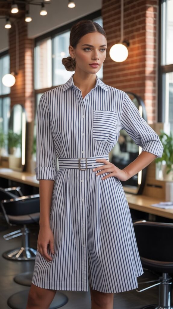 Striped Button-Down Dress