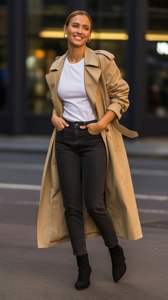 Trench Coat Over Casual Basics