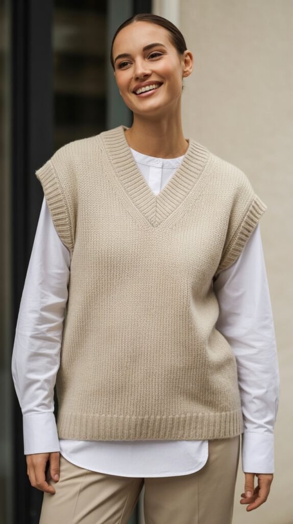 Sweater Vest Over Long Sleeves