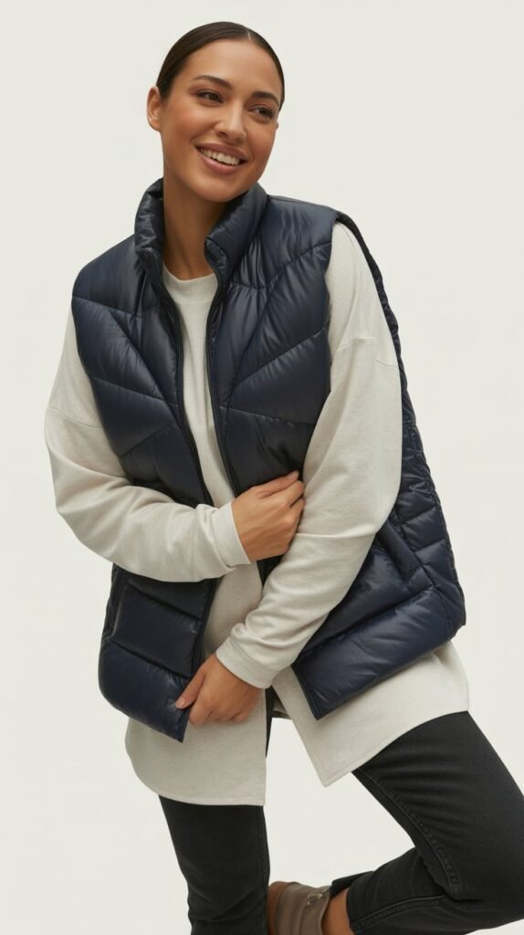  Puffer Vest Over Long Sleeves